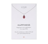 LUUK LIFESTYLE Collier en argent sterling fin avec pendentif basique solitaire en cristal, pierre de zircon, idée cadeau pour femme, collier pierre de naissance, rouge & argent