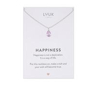 LUUK LIFESTYLE Collier en argent sterling fin avec pendentif basique solitaire en cristal, pierre de zircon, idée cadeau pour femme, collier pierre de naissance, lilas & argent