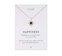 LUUK LIFESTYLE Collier féminin avec étoile polaire et carte HAPPINESS, acier inoxydable, cadeau intemporel pour femmes, occasions spéciales, rose