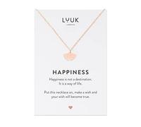 LUUK LIFESTYLE Collier filigrane avec pendentif feuille de ginkgo et carte cadeau HAPPINESS, acier inoxydable, collier de l'amitié, idée cadeau, rose