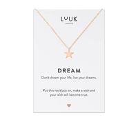 LUUK LIFESTYLE Collier moderne avec pendentif en acier inoxydable résistant à l'eau, cadeau pour femme, porte-bonheur pour femmes et filles, féminin et délicat, chaîne avec étoile, or rose