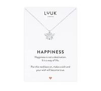 LUUK LIFESTYLE Collier pendentif abeille en acier inoxydable, chaîne réglable, carte HAPPINESS, porte-bonheur, idée cadeau anniversaire, argent
