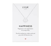 LUUK LIFESTYLE Collier pour femme en acier inoxydable, pendentif Fleur de Lotus, carte HAPPINESS, motif floral zen, bijou pour la relaxation, argent
