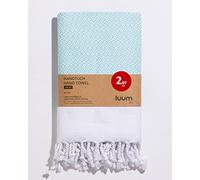 Luum® Lot de 2 serviettes de hammam - Lot de serviettes de sport - 100 % coton filé à l'anneau - Séchage rapide - Non pelucheux - Menthe - 45 x 95 cm - Coffret cadeau