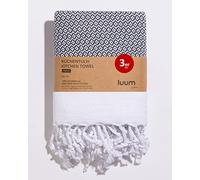 Luum® Lot de 3 torchons de cuisine, torchons de cuisine, 100 % coton filé à l'anneau, séchage rapide, non pelucheux, anthracite, 45 x 70, coffret cadeau