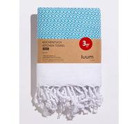 Luum® Lot de 3 torchons de cuisine, torchons de cuisine, 100 % coton filé à l'anneau, séchage rapide, non pelucheux, turquoise, 45 x 70, coffret cadeau