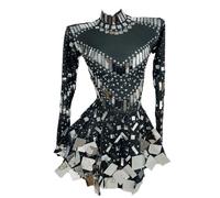 LuuMingCM Robe Courte à Paillettes Scintillantes pour Femme, Robe A-Ligne, Anniversaire, Bal de Fin d'Études, Fêtes, Tenue, Bar, Danseuse, DS Show Wear, Noir , taille unique