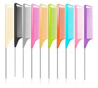Luumxai Lot de 10 peignes à queue de rat en métal pour taquiner et tresser les cheveux, peignes à dents fines pour femme
