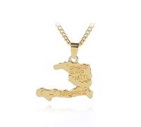 Luunay Bijoux Pendentif Carte D'Haïti Collier Carte Personnalisée pour Homme