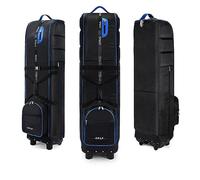 LuusMm Sac De Voyage De Golf, Couverture De Sac De Golf, Sac De Transporteur De Golf avec Roues/Serrure Combinée, Couverture De Voyage De Golf Pliable pour Airlines Golf Aviation Sac,Black Blue