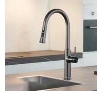 LUUYYI - Clé de cuisine moderne dorée brossée avec pulvérisateur amovible à poignée unique avec contrôle de l'eau froide et chaude (gris brossé9)