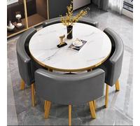 LUUYYI Ensemble table de bureau et chaises, table de salle à manger ronde pour 4 personnes avec chaises, petite table de conférence ronde pour famille, salon de beauté, école, réception d'hôtel (gris