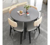 LUUYYI Ensemble table de salle à manger ronde nordique de 80 cm et 4 chaises - Parfait pour bureau, salon, balcon, hôtel et coin petit-déjeuner décontracté - Table de conférence grise élégante pour