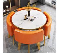LUUYYI Ensemble table et chaises, table de salle à manger ronde pour 4 personnes avec chaises, petite table de conférence ronde pour famille, salon de beauté, école, réception d'hôtel (orange)