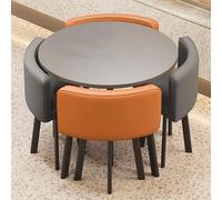 LUUYYI Table de réception et 4 chaises, table et chaises rondes pour salle de réception, table et chaise pour salon, salle à manger (orange + gris foncé + gris)