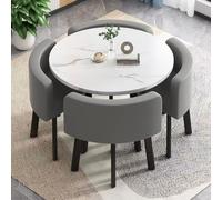 LUUYYI Table et chaise de négociation nordique, ensemble table et chaises de conférence rondes en cuir synthétique pour salle de café (motif + gris foncé)