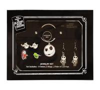 LUV HER Ensemble de 2 bagues réglables sur le thème de l'étrange Noël de monsieur Jack : une paire de boucles d'oreilles pendantes à tige et hameçon et un ras du cou pour filles - Cadeaux et