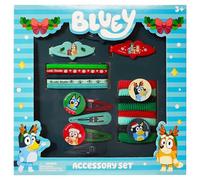Luv Her Ensemble de 20 accessoires pour cheveux pour fille avec motifs de Noël bleu - Comprend 3 barrettes, 4 pinces à pression, 5 élastiques, 8 poneys en éponge - Usage quotidien, occasions