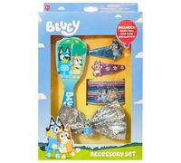 LUV HER Licenced Bluey Lot de 15 accessoires pour cheveux pour fille - Brosse, nœud, pinces à pression en PVC et élastiques en lurex - Ensemble de cheveux amusant et pratique pour enfants à partir de