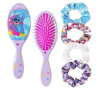 LUV HER NoviiML Air Brush and 4 Scrunchies Set for Girls - Detangling Brush and Elastic Hair Ties for Ages 3+