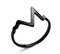 LUV-SPOT Bague éclair unique plaquée 18 carats en acier inoxydable, tendance et personnalisée style punk battement de cœur V pour homme et femme, Acier inoxydable, or, laiton, Zircone cubique