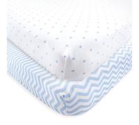 Luvable Friends Drap housse pour berceau unisexe pour bébé, motif chevron, étoiles bleues, taille unique