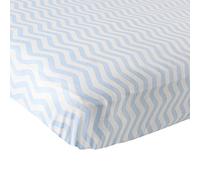 Luvable Friends Fitted Knit Cotton Crib Sheet, Blue Chevron