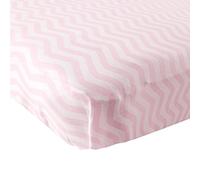Luvable Friends Fitted Knit Cotton Crib Sheet, Pink Chevron, One Size