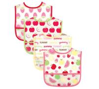 Luvable Friends Lot de 4 bavoirs imperméables avec poche Rose