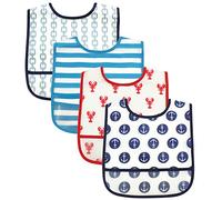 Luvable Friends Lot de 4 bavoirs résistants à l'eau avec poche ramasse-miettes garçon nautique
