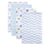 Luvable Friends Lot de 4 couvertures en flanelle Motif pois bleus