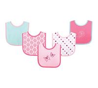 Luvable Friends Lot de 5 bavoirs avec dos imperméable Motif papillon Rose