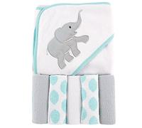 Luvable Friends Serviette à Capuche Unisexe avec Cinq Gants de Toilette Ikat Elephant Taille Unique