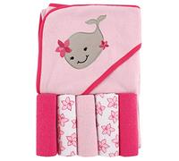 Luvable Friends Serviette à Capuche Unisexe avec Cinq Gants de Toilette pour bébé Taille Unique