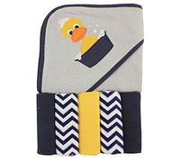Luvable Friends Serviette à Capuche Unisexe pour bébé avec Cinq Gants de Toilette, Canard, Taille Unique
