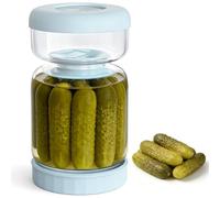 Luvan 1L Bocal à cornichons en verre avec passoire Flip, récipient hermétique en Sablier Pot Séparateur de Jus Étanche pour Olives et Jalapenos