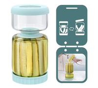 Luvan Bocal Cornichon Retournable avec Passoire Basculante, 1350 ml/46 oz Grande Capacité Pot Cornichon Retournable, Bocal en Forme de Sablier pour Cornichons, Olives, Kimchi et Jalapeños (Bleu)