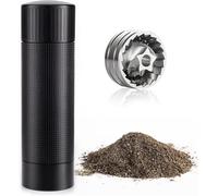 Luvan Moulin à poivre manuel en aluminium robuste de qualité professionnelle avec lame en acier inoxydable et grossier réglable, moulin à poivre noir rechargeable