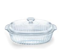 Luvan Plat à Casserole en Verre 2.8L/3Qt avec Couvercle et Poignée, Plat à Casserole en Verre Transparent Sans Plomb, Plat à Cuisson en Verre, Compatible avec le Four et le Micro-ondes