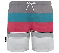 Luvanni Maillot de Bain pour Homme Beach Shorts Boxer Trunks Plage ete Rayure Motif * Gris Rouge S