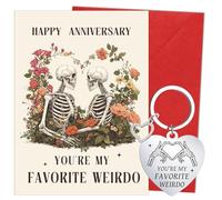 Luvart Lot de 2 porte-clés en forme de tête de mort pour elle, lui, « You're My Favorite Weirdo », cadeau d'anniversaire pour femme, mari, petite amie, petit ami