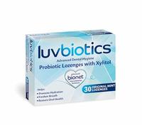 Luvbiotics Probiotiques Orals - 30 Pastilles Sans Sucre à la Menthe avec Xylitol & Aloe Vera - Haleine Fraîche, Soulagement de la Bouche Sèche, Soin des Gencives & Équilibre du Microbiome Oral