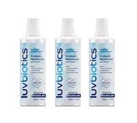 Luvbiotics rince-bouche avec des probiotiques et du xylitol. Favorise les bonnes bactéries pour une haleine fraîche, des gencives et des dents en santé. Sans alcool, 500 ml - Lot de 3, transparent
