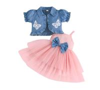 LUVCES Ensemble Bébé Fille Tutu Robe et Cardigan Sets 2 Pièces Elégante sans Manches Nœud Papillon Tulle Robe et Manche Longue Cardigan Vêtements Tenues
