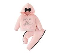 LUVCES Ensemble Bébé Fille Vetement Lettre Imprimée Teinture par Nouage Sweat à Capuche Tops+ Pantalon Tenue 2 Pièces Automne-hiver 2Pcs Dad and Me rose 2-3 Ans