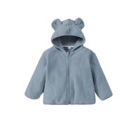 LUVCES Veste Polaire Mixte bébé enfants filles et garçons Hooded Zipper Sweater Jacket Manteaux d'hiver pour l'extérieur Gris Bleu 12-18 Mois