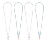 LUVCOSY Lot de 4 cordons tour de cou en silicone pour porte-badge d'identité, téléphone, porte-clés pour homme et femme, passe au lave-vaisselle (2 brume lavande claire, 2 bleu pâle)