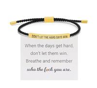 LUVDECO 1 bracelet « Don't Let The Hard Days Win » - Bijoux inspirants - Bracelet en corde avec carte d'encouragement pour la famille, les amis et les filles (noir doré)
