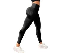 Luveon Legging 3D Anti-Cellulite- Legging Noir Femme Push Up Et Legging Cellulite Sculptant Ventre Plat pour Sport Quotidien (Noir,L)