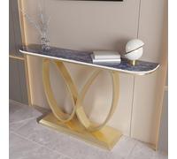 LUVEQLSIT Console étroite avec Rangement - Base géométrique en métal Robuste et Dispositif Anti-basculement - Idéale pour entrée, Couloir ou derrière Un canapé(Gold+Blue,80cm/31.4in)